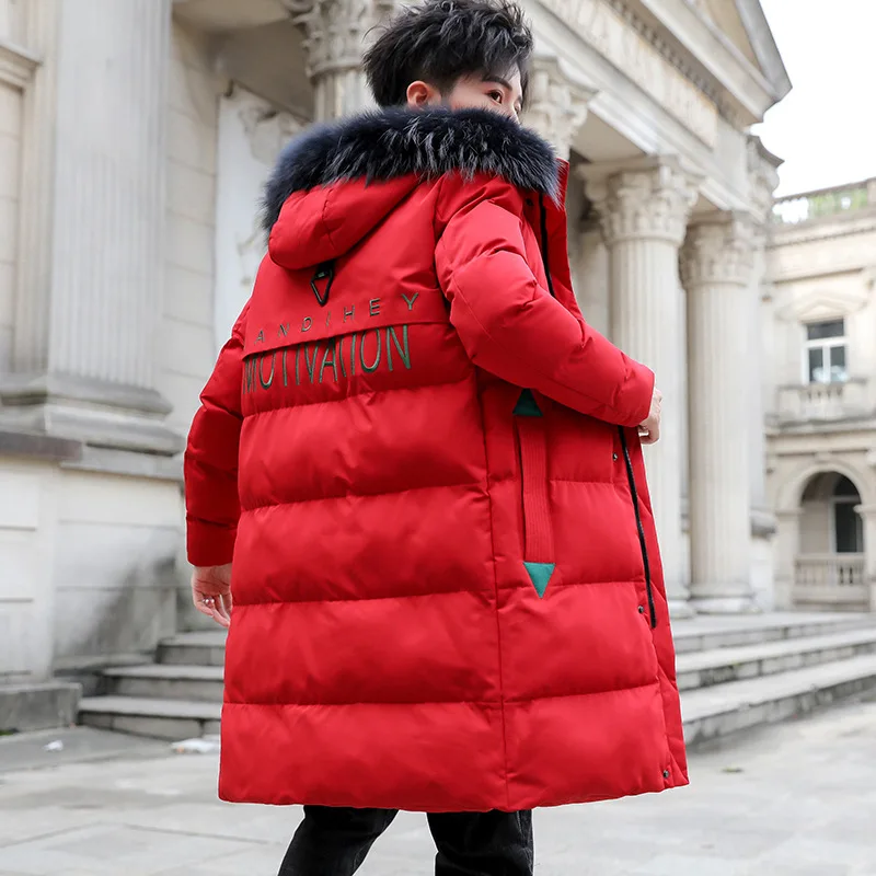 Cotton Coat Men's Mid-length Down Cotton Thick Coat Trend New Winter Korean Clothes Winter Cotton Clothes