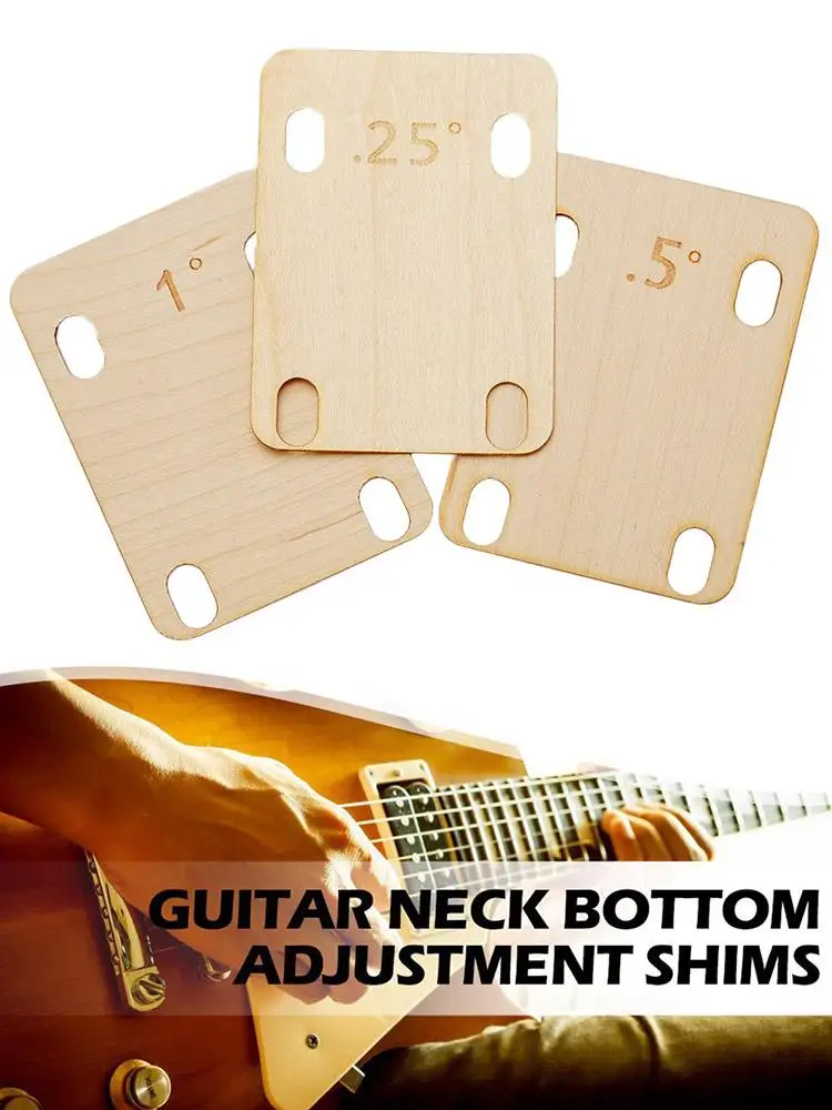 

3pcs Guitar Neck Shim 0.25/0.5/1 Degree Taper Maple Wood Guitar Neck Bottom Adjustment Shim Musical Instrument Accessories