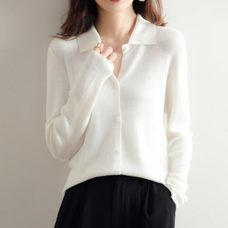 

Spring Summer Lapel Knitted Long Sleeve Women's Cardigan Sweater Single Breasted Fashion Trend Coat Sweater Multicolor Hot Sale