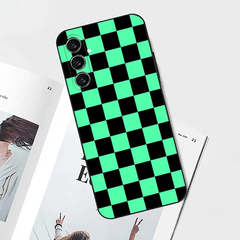 Checkerboard checked Board Phone Case For Samsung S25 S24 S21 S22 S23 S30 Ultra S20 Plus Fe Lite Note 10 9 5G Black Soft Shell