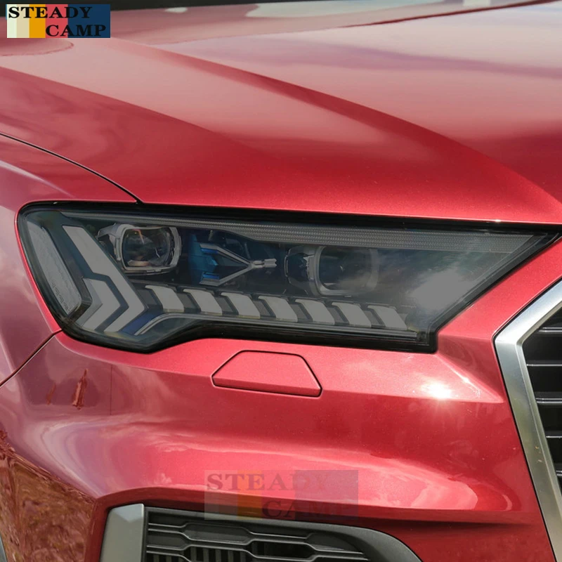 

2 Pcs Car Headlight Protective Film Smoked Black Tint Wrap Vinyl Transparent TPU Sticker For Audi Q7 2020 2021 SQ7 4M Facelift