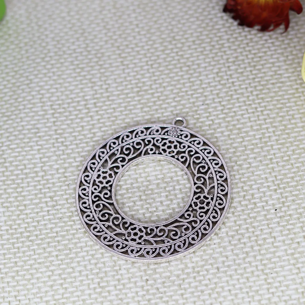 

2 шт. полые филигранные резные круглые Богемские круглые металлические подвески для женщин ожерелье серьги изготовление больших размеров аксессуары 48x45 мм