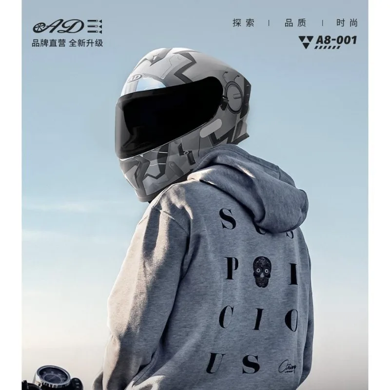 Dot ECE Certified Motorcycle Helmet Men's Four Seasons Universal Autumn and Winter Full Luminous helmet