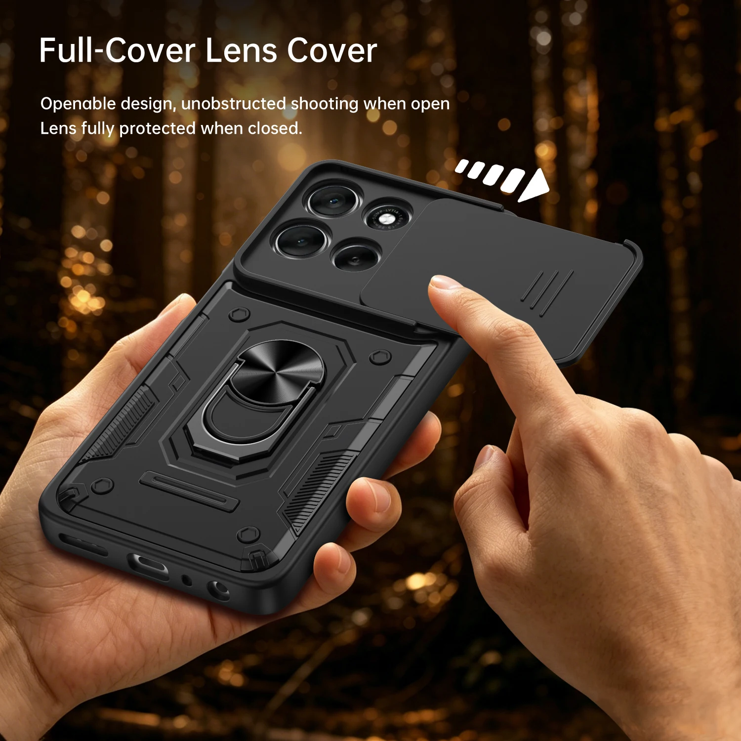 Фото Противоударный чехол Nanshan Armor для Motorola Moto Edge 60 Pro 70 Fusion с защитой камеры, металлическим кольцом-подставкой и задней крышкой №2