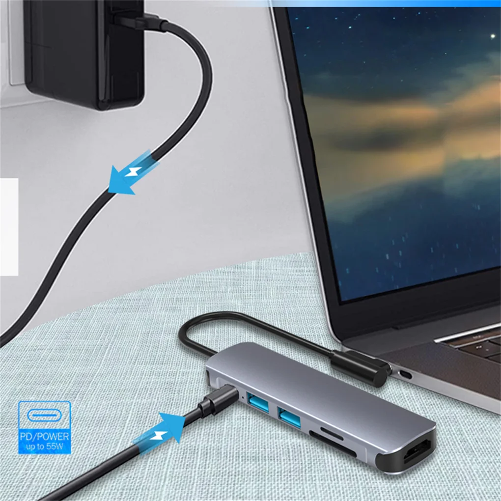 

6 in 1 USB 3 0 Hub Cards Reading Phones Computers Data Transfer Converter