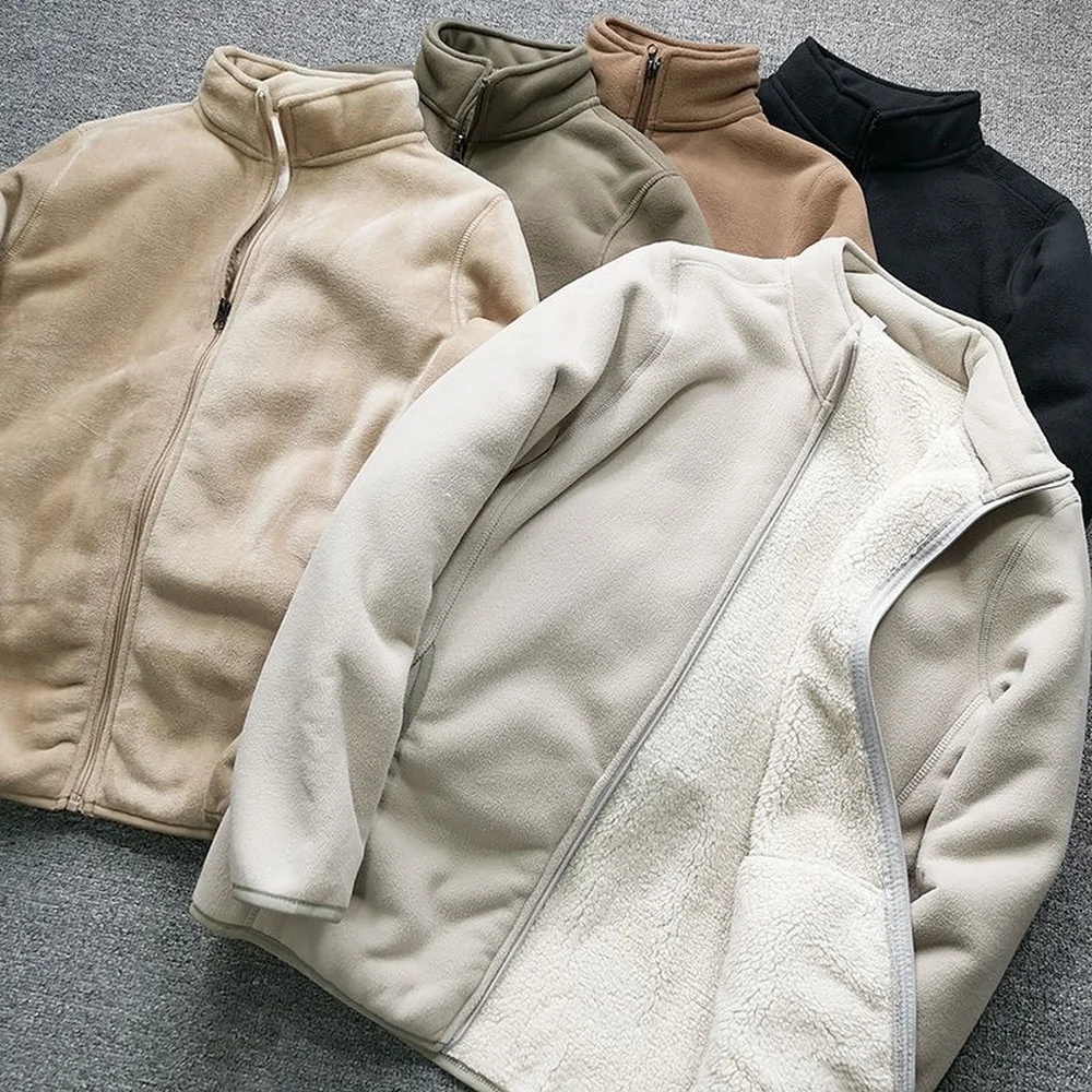 

Флисовая Куртка мужская зимняя теплая куртка с шерстяной подкладкой утепленная куртка повседневная спортивная куртка модная одежда Мужск...