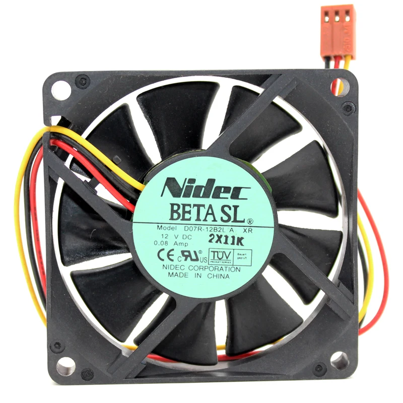 Совершенно новый оригинальный Φ 7 см 7015 дюйма 70x70x15 мм 12 В постоянного тока 0.08A 3 линии контроля скорости компьютера шасси процессора охлаждающий вентилятор