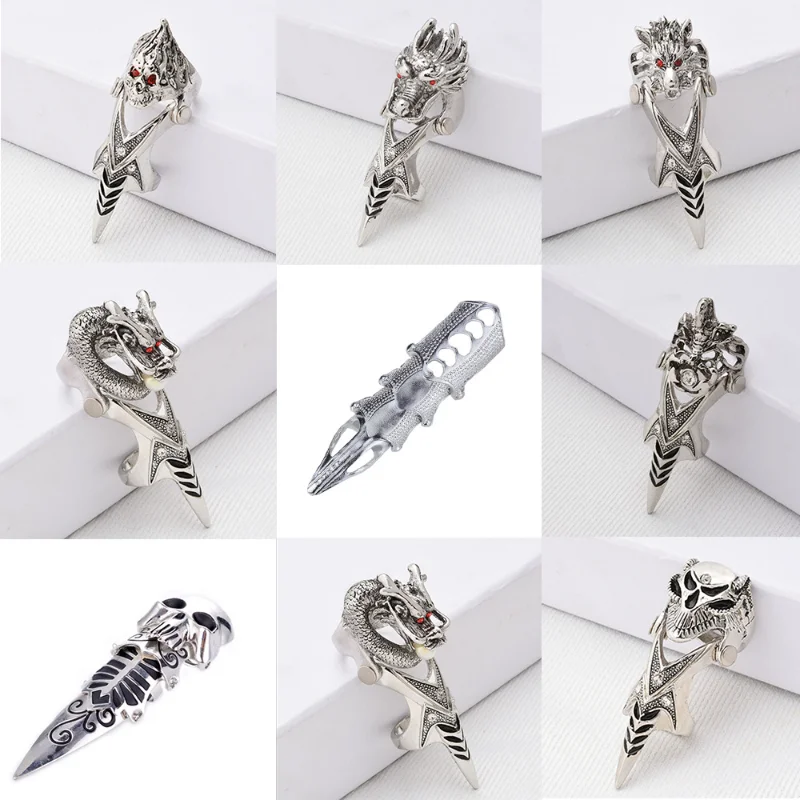 

Retro domineering faucet joint bendable rings for men fashion skull finger link day party gothic style jewelry accessories gift
