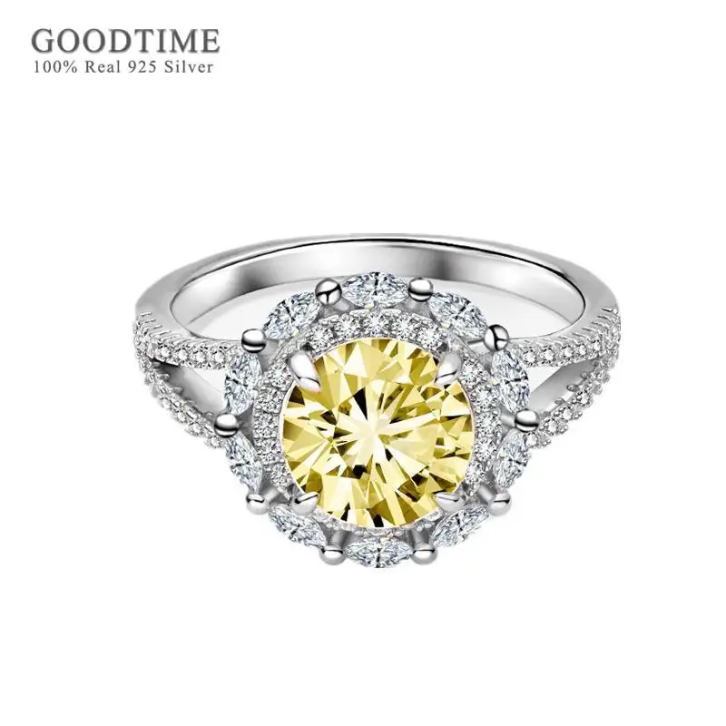 

Luxury Pure 100% 925 Sterling Silver Ring Iced Cut High Carbon Stone Ring Jewelry Anniversary Gift For Women Wedding Party