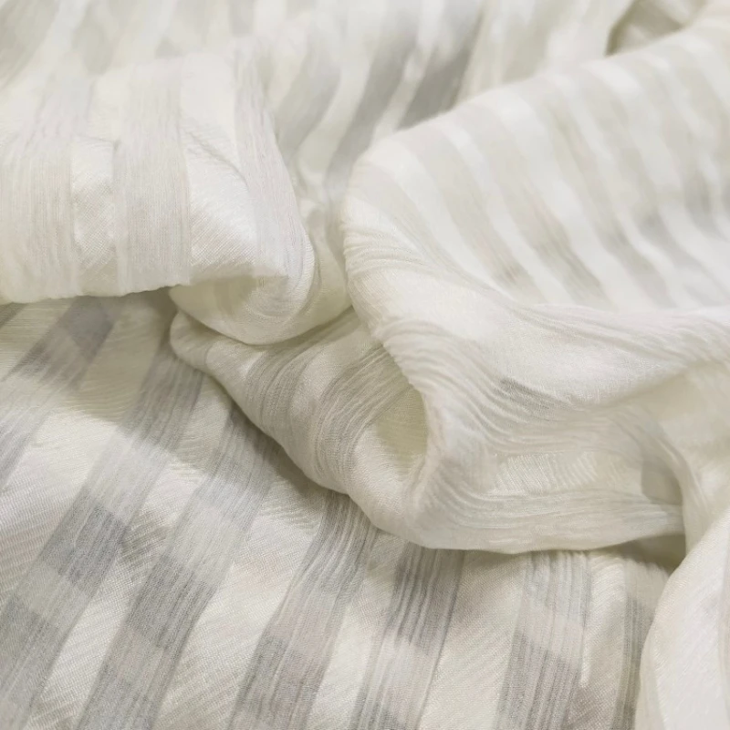 

Moonlight White Silk Crinkle Satin Stripes 100% Mulberry Silk Clothing and Dress Silk Fabric Cannot Be Returned Or Exchanged