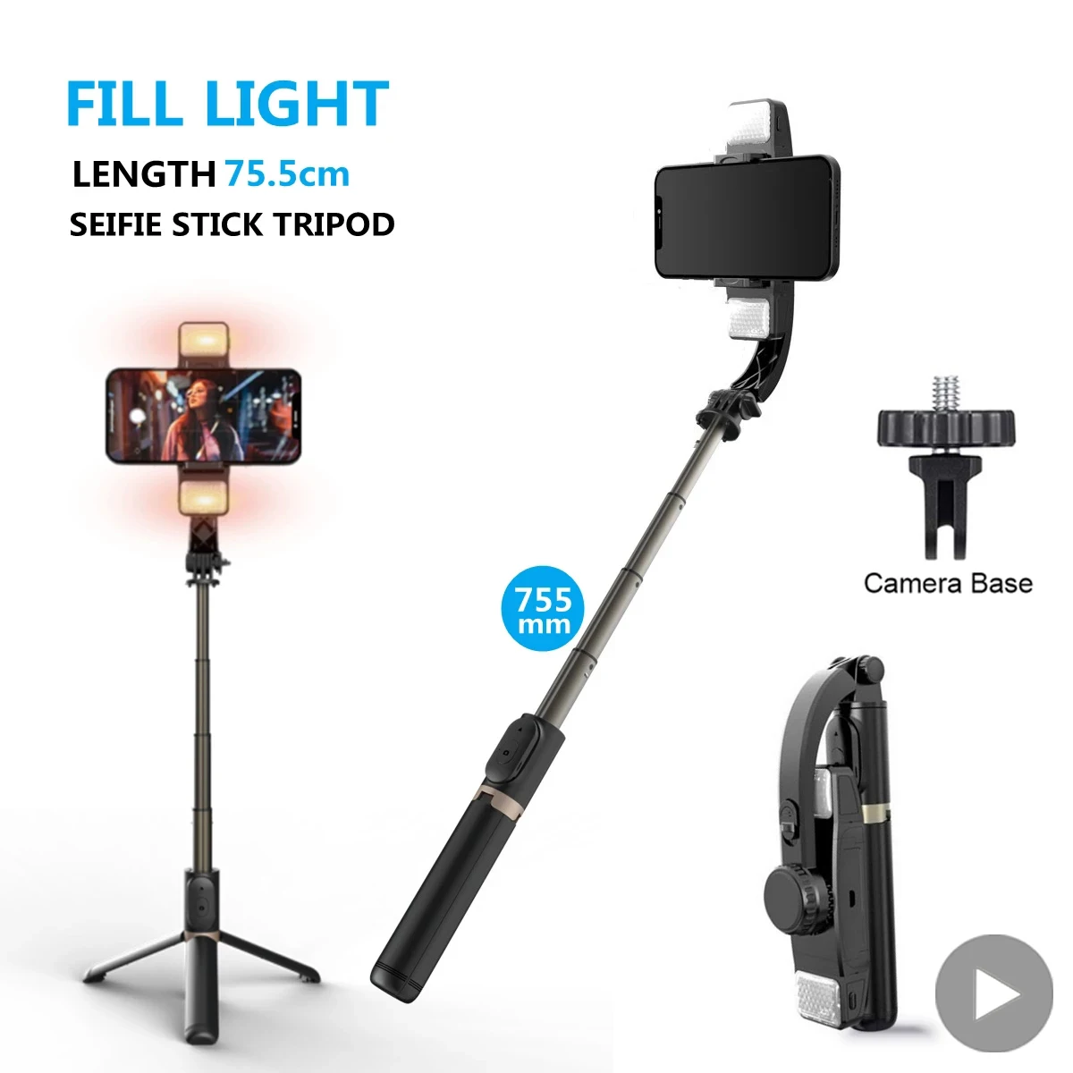 

Gimbal Stabilizer Tripod Selfie Stick For Mobile Cell Phone Holder Bluetooth Cellphone Action Camera Smartphone Handheld Monopod