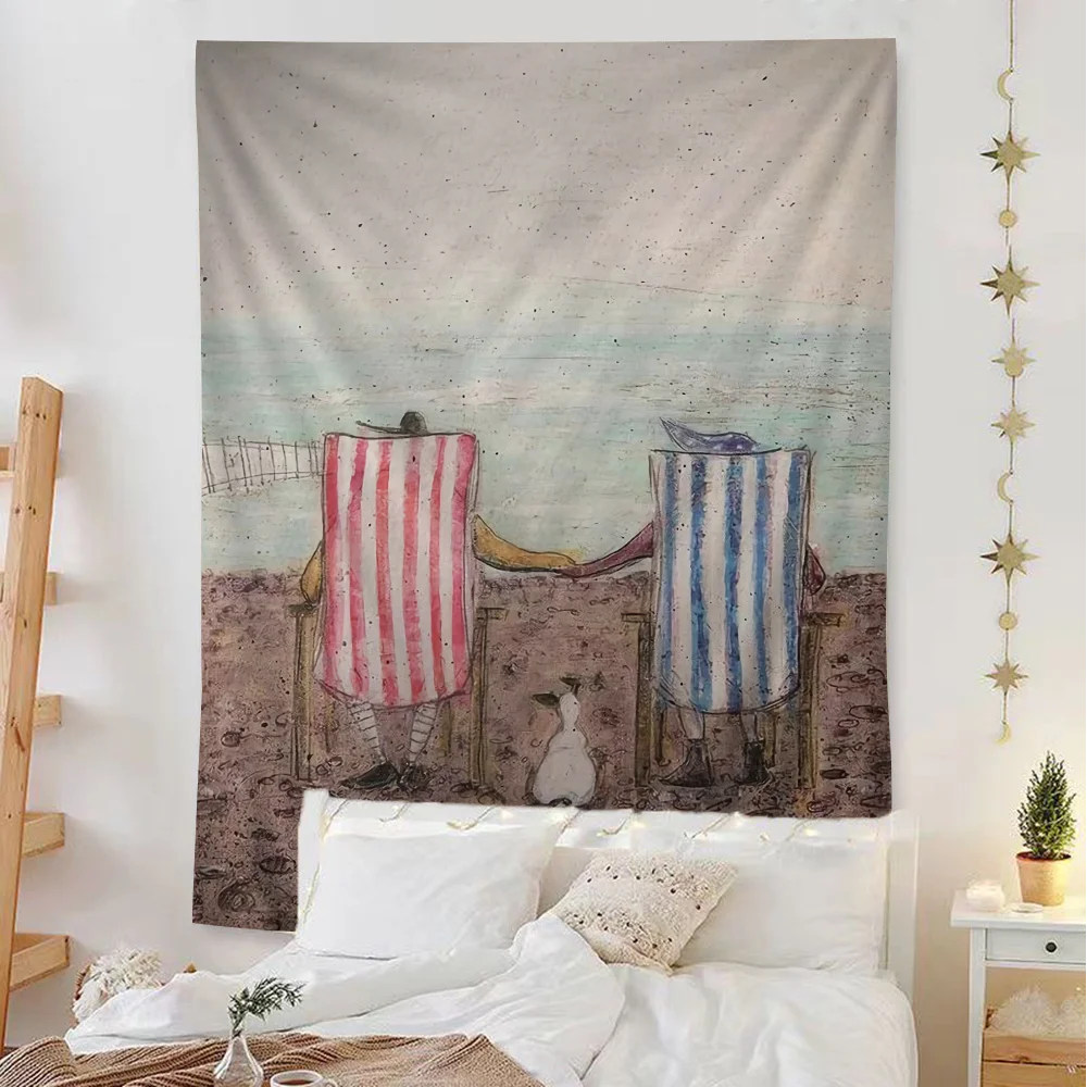 Сэм Тофт Абстрактный пейзаж Любовь Собаки Гобелен для домашних животных Вязаный