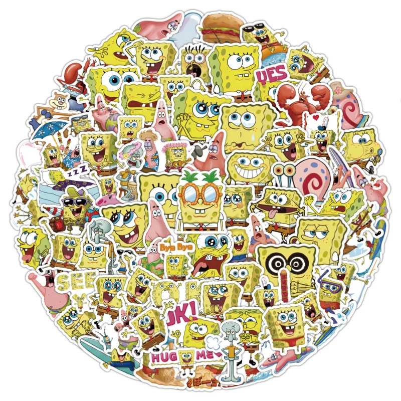 60Pcs SpongeBob Anime sticker water cup phone case ipad Refrigerator Stationery Decoration sticker Toys for Girls Gift