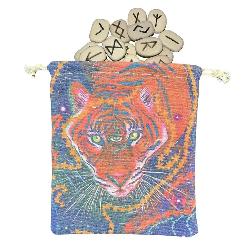 

Tarot Card Bags Tarot Dice Bag With Drawstring Three-Eyed Tiger Tarot Card Holder Bag Jewelry Pouch For Tarot Psychologists
