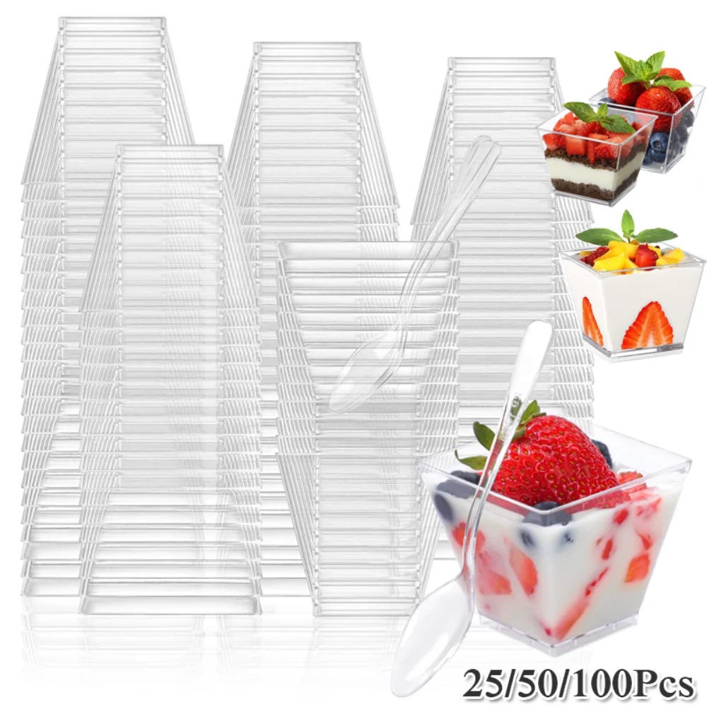 

Dessert Plastic Transparent Home Supplied Cream Cups Cup Party Birthday Disposable Ice Christmas 100pack