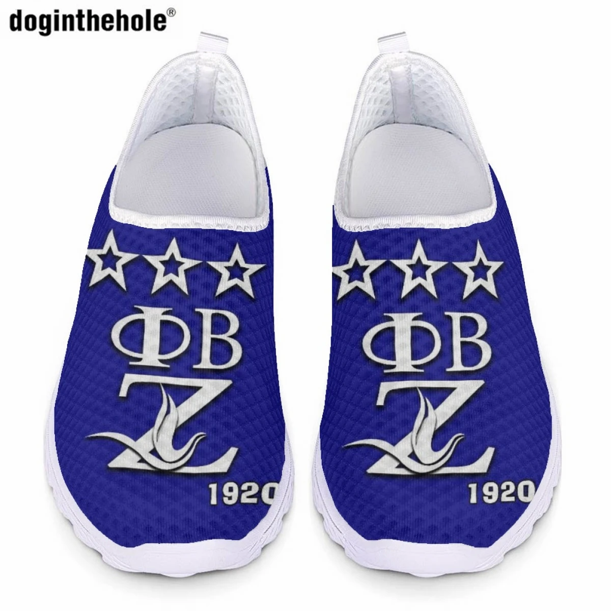 

Doginthehole Summer New Women's Casual Shoes Fashion Hot Phi Beta Sigma Sorority Printed Flat Sneakers Breathable Mesh Shoes