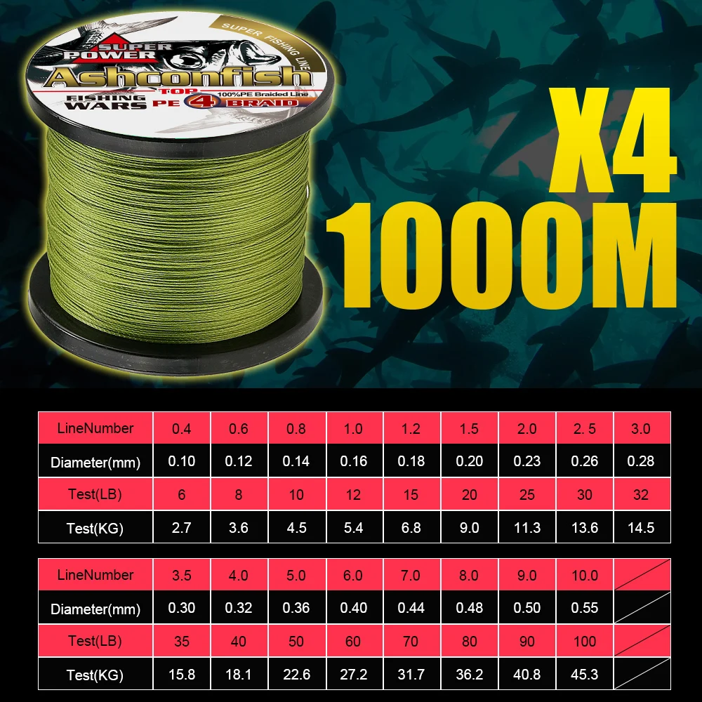 

1000M bigger axle of pe super braided x4 sea fishing line 6LB-100LB strong japan Multifilament braided wires 0.1mm-0.55mm