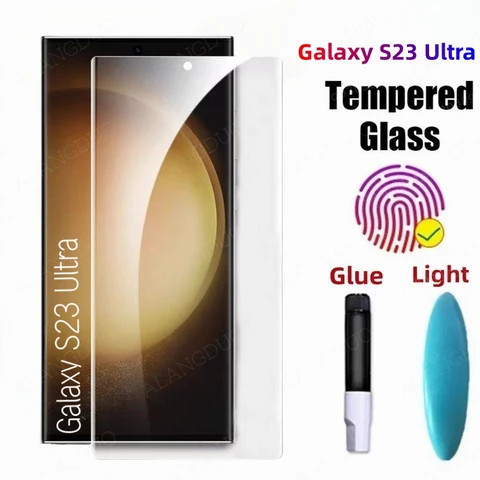 Закаленное стекло с полным покрытием для Samsung Galaxy S23 Ultra S22 Plus S24