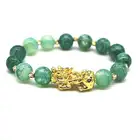 Позолоченный Браслет Pixiu для мужчин и женщин, браслеты с подвесками на удачу, имитация халцедона, агата, бусины, новые роскошные украшения, горячая распродажа