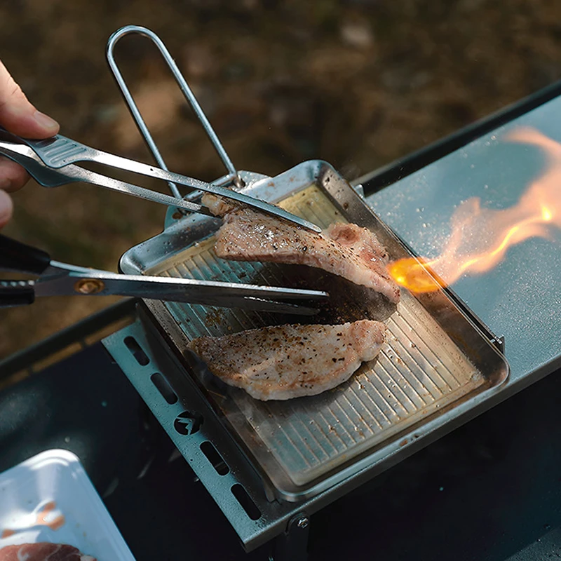 

1PC Outdoor Cookware Camping Folding Frying Pan for Picnic Stainless Steel High Quality Portable Cooking Saucepan Set