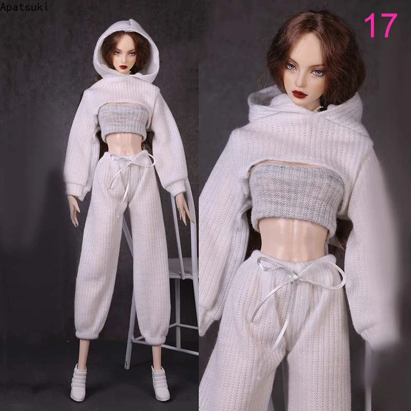 Комплект одежды для куклы Барби Белый Модный комплект толстовка с вырезом штаны