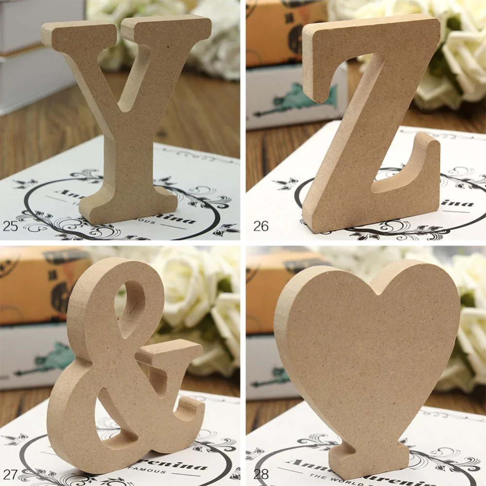 

Wood Color Letter Alphabet DIY Personalised Name Design Art Crafts Free Standing Xmas Birthday Wedding Party Home Decoration