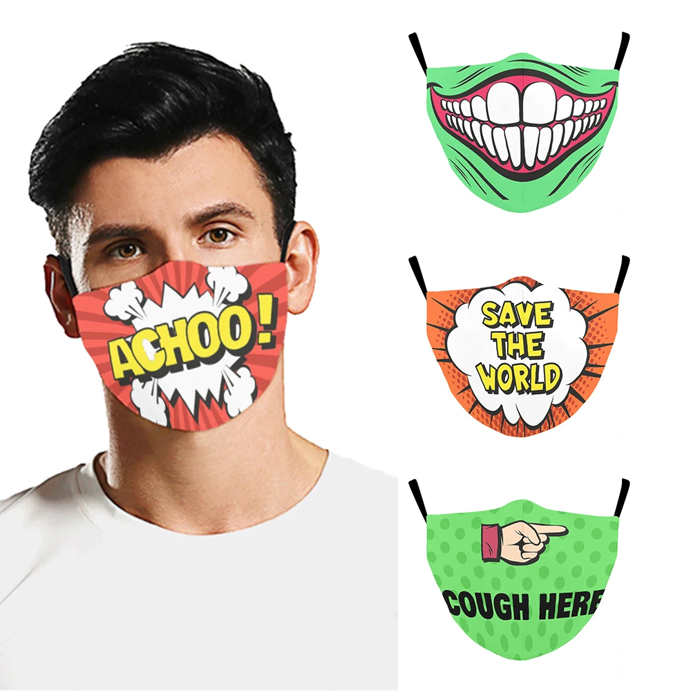 

Fashion Pop Art Print Reusable Face Masks Protection Adult Outdoor Riding Mouth Cover Monster Mask Men Women Halloween Cosplay