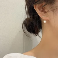 2022 new korean crystal line metal pearl stud earrings for women girl simple gold color small earring party jewelry gifts