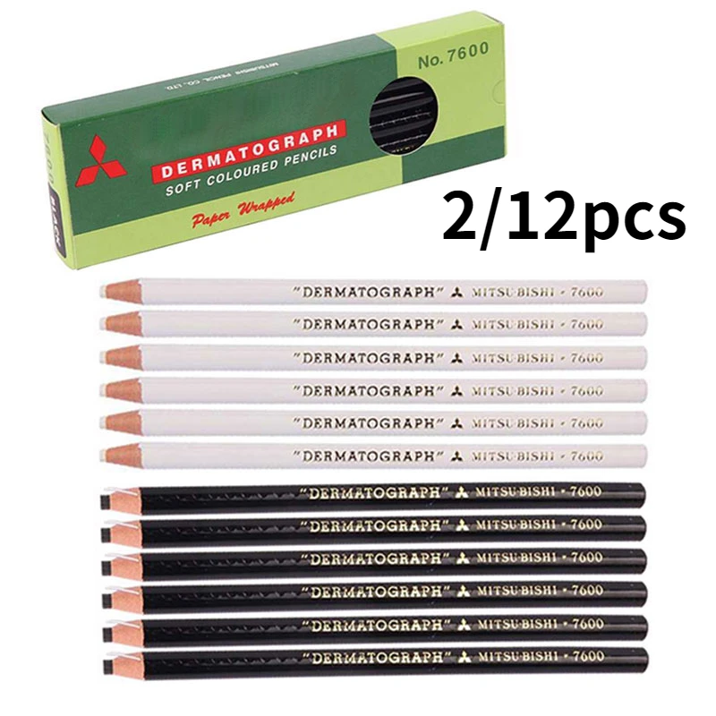 2pcs/12pcs Eyebrow makeup Pen Japan White Black Dermograph 7600 Pencils for Tattoo eyebrow UNI Marker Paint Pencil