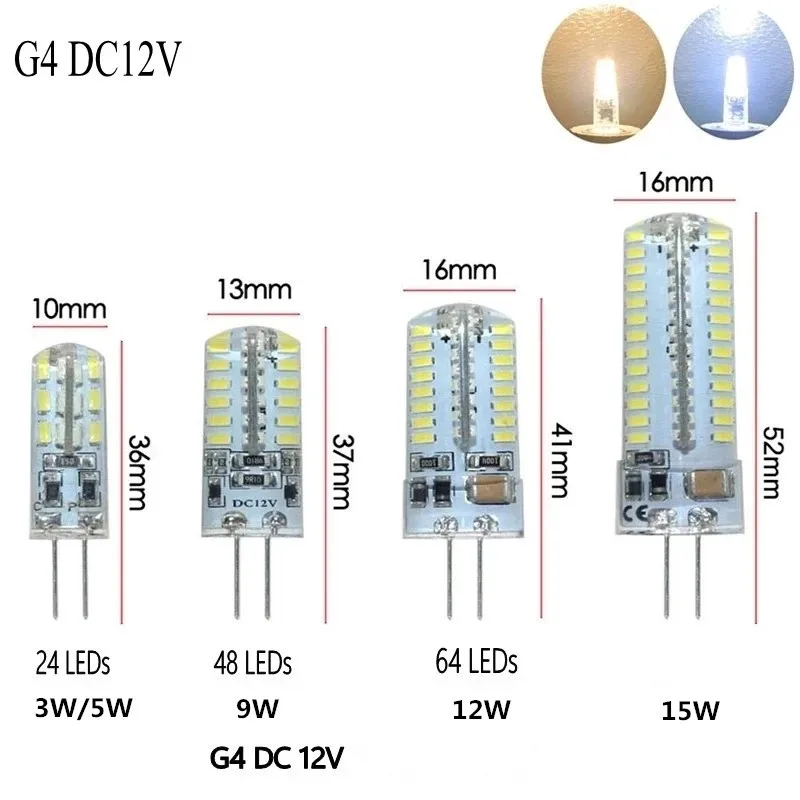 Светодиодная лампа G4 2 Вт 3 5 9 10 12 15 В/360 В переменного тока 24 светодиода 3014SMD
