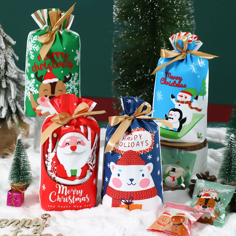 

50pcs Christmas Candy Dragee Gift Bag Christmas Decoration for Home Noel Present Bag Christmas Wrappping Holders Xmas Decoration