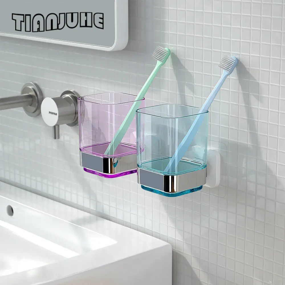 

Стаканы для ванной комнаты Настенные серые стаканы для воды в ванную комнату с клейкой поверхностью