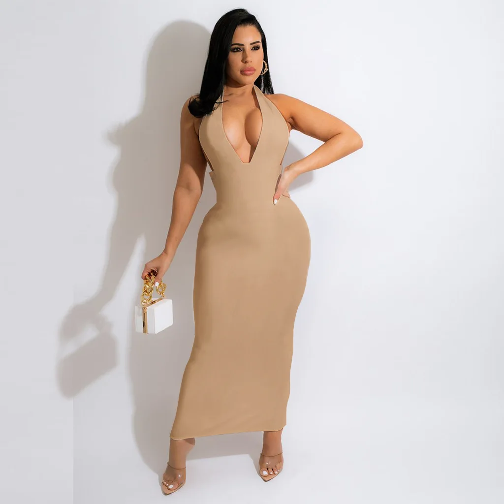 

European Style Sexy Woman Dress Knit V-neck Knit Vestido Summer Sleeveless Bodycon Woman Dress