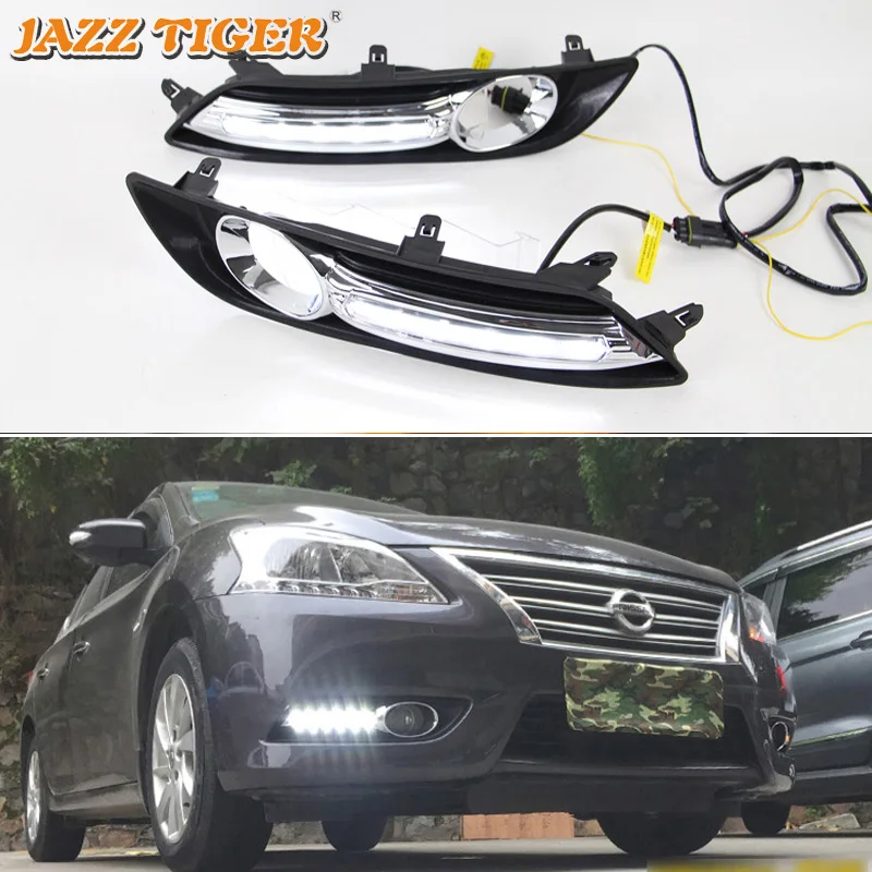 

LED DRL Daylights For Nissan Sentra 2012 2013 2014 2015 Yellow Turn Signal Daytime Running Headlamps Auto Driving Lamp