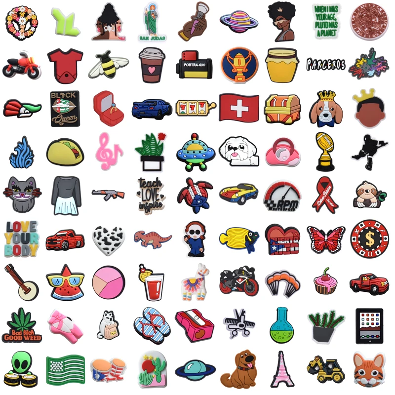 

Pins Women Decorations for Crocs Charms Shoe Charms Kids Designer New Jeans Summer for Croc Charm Shoes Accessories Xmas Gifts