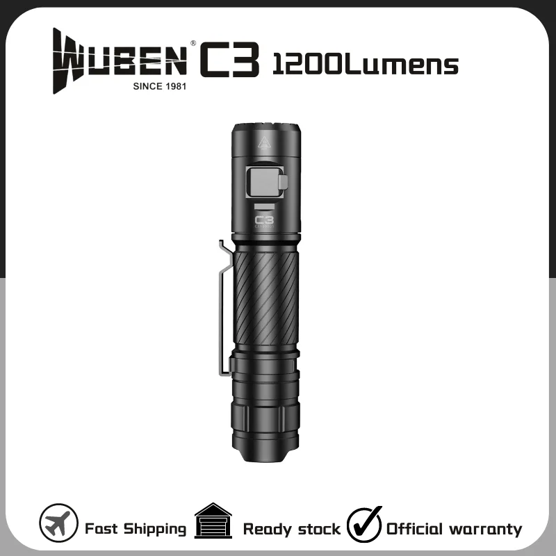 WUBEN C3 Flashlight Hard Light 1200Lumens Type-C Rechargeabl