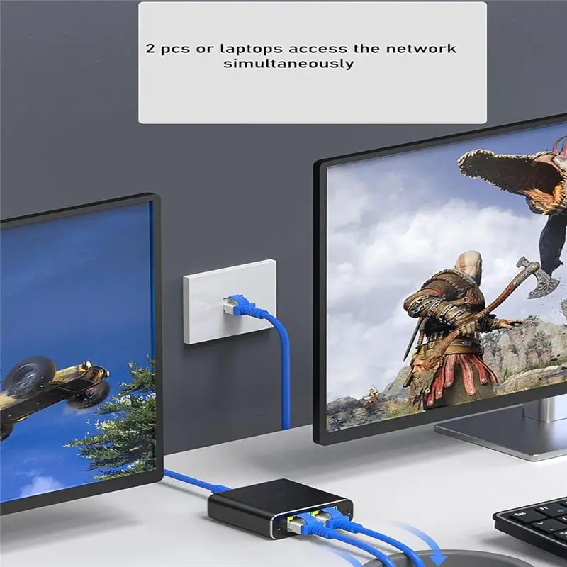 Фото (A65I) Гигабитный Ethernet-сплиттер 1 вход 2 выхода, 1000 Мбит/с - Разветвитель для LAN/интернет-кабеля - Сплиттер Cat5/6/7, удлинитель сети RJ45 №4