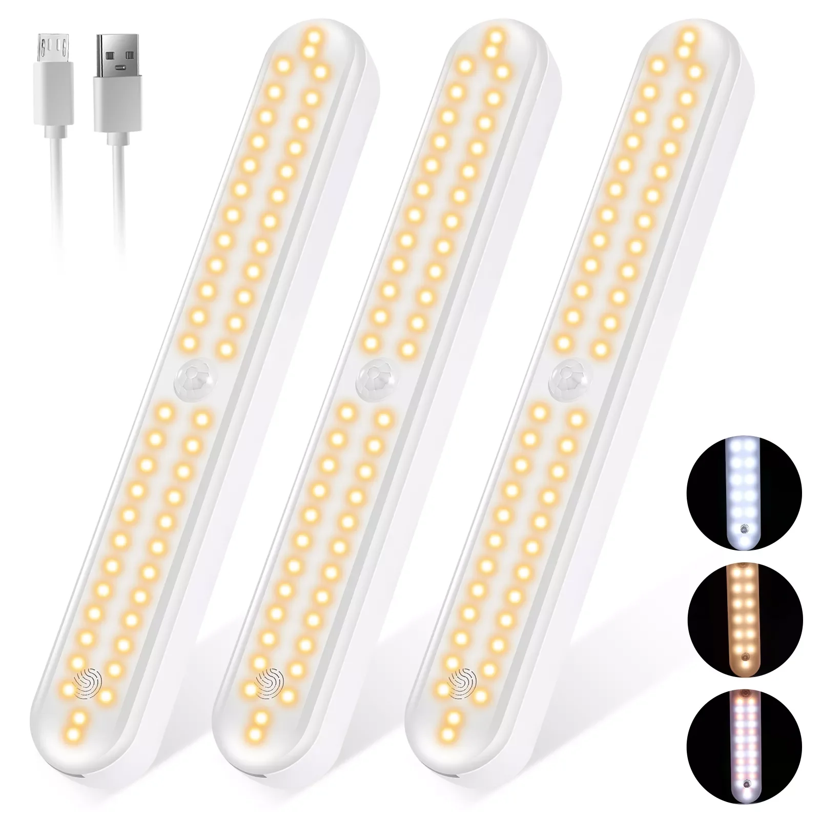 

Closet Light For Kitchen Lamp With Motion Sensor 20/52LED Cabient Lighting USB Rechargeable Under Cabinet Lights For Bedroom