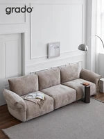 gedu puff sofa living room modern light luxury small family down cloth art double seat straight row technology cloth cream