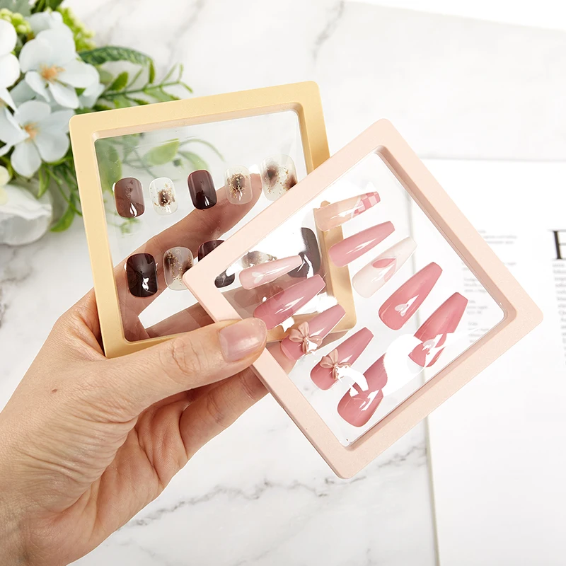 

1 PC Fake Nail Packing Box Black White Nail Art Display Stand Plastic Film Window Design Manicure Tools Gift Boxes