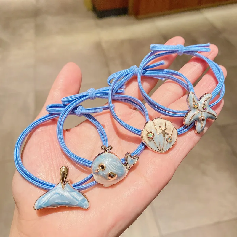 

Lovely Little Whale Rubber Bands Simple Fresh Hair Accessories for Girls Hair Ties Woman Tie Band Loop New Headwear Apparel