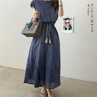 fashion women dress fresh elegant chic solid color non sleeve drawstring patchwork pullover japanese style ladies leisure dress