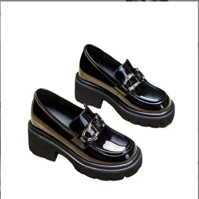 New Women Height Increasing Shoes Vintage High Heel Party Pumps Classic Lady Prom Platform Office Metal buckle Walking Footwear