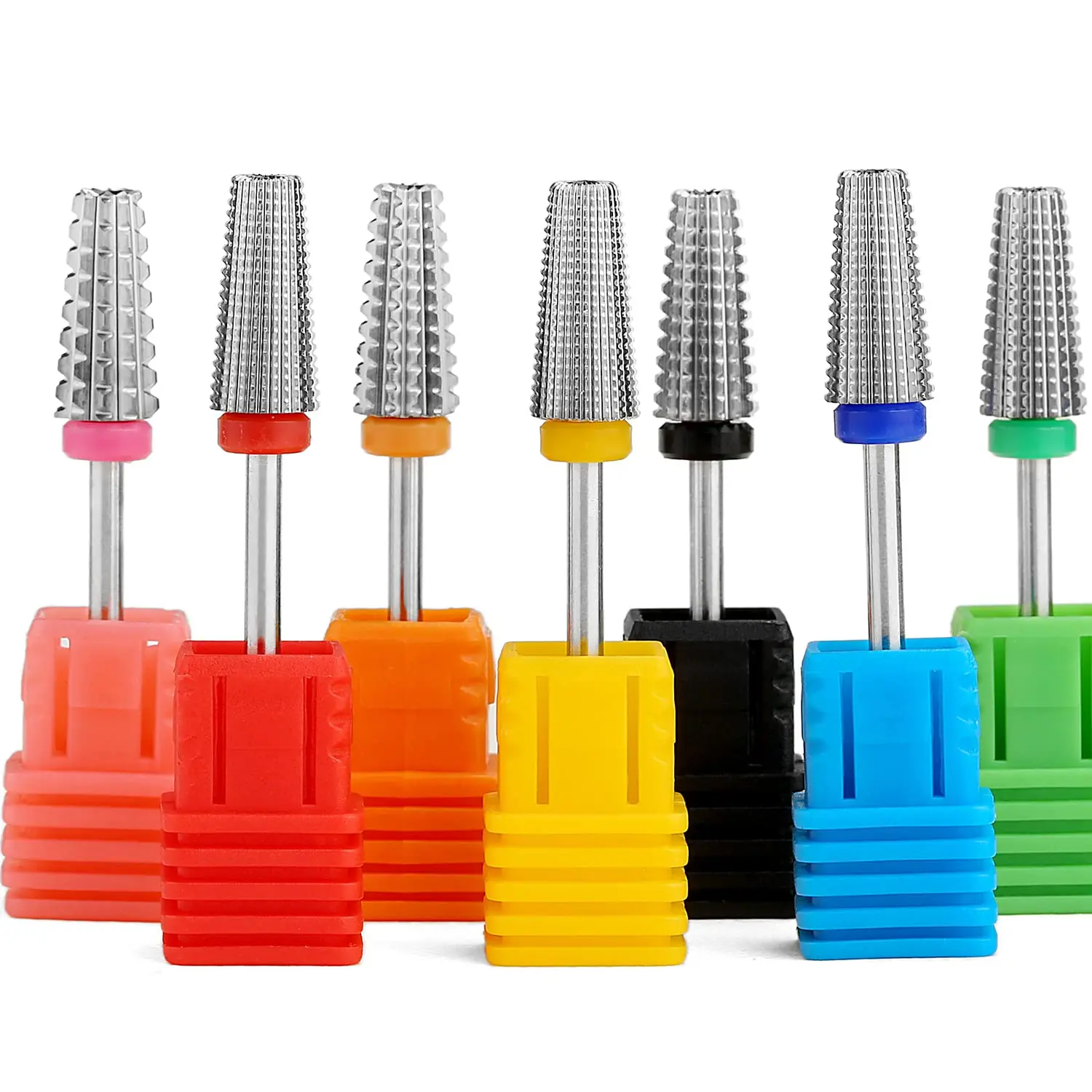 7 Types Tungsten Cabide Nail Bit 5 In 1 Milling Cutter Two Way Rotate Cuticle Drill Bit for Acrylic Hard Gel Remove 3/32