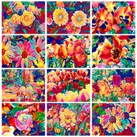 ruopoty oil paint by numbers frame for adults drawing by numbers colorful flowers handmade wall decor gift on canvas artwork