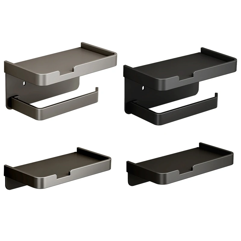 

No Punching Toilet Paper Holder with Mobile Phone Holder Wall Mounted Toilet Paper Roll Holder Rack for Bathroom 40JA