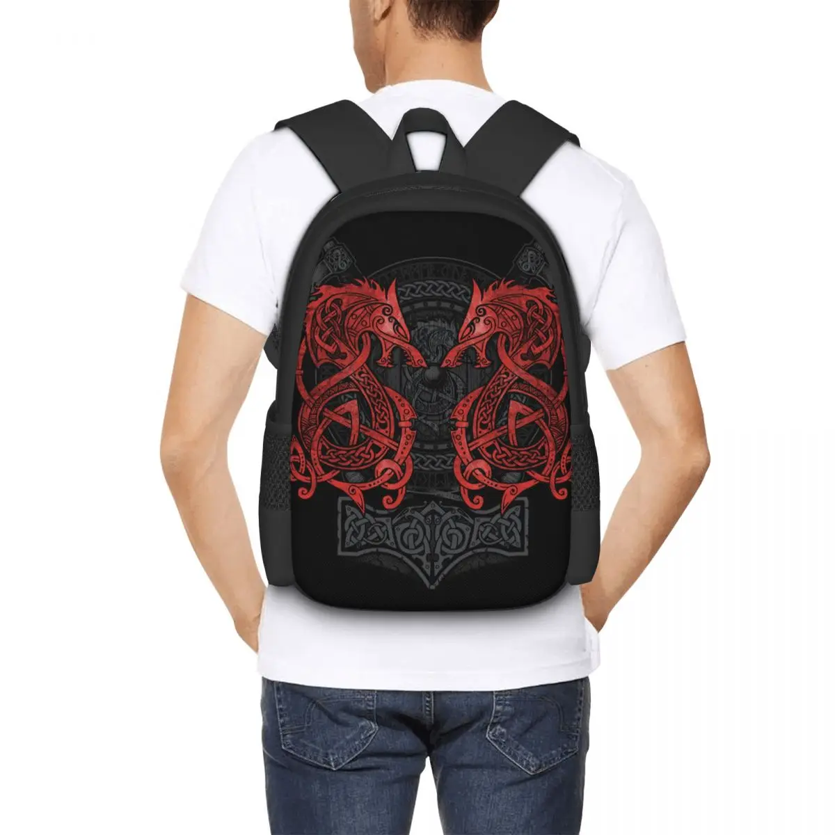 Fighting Fenrir Red Backpack for Girls Boys Travel RucksackBackpacks for Teenage school bag