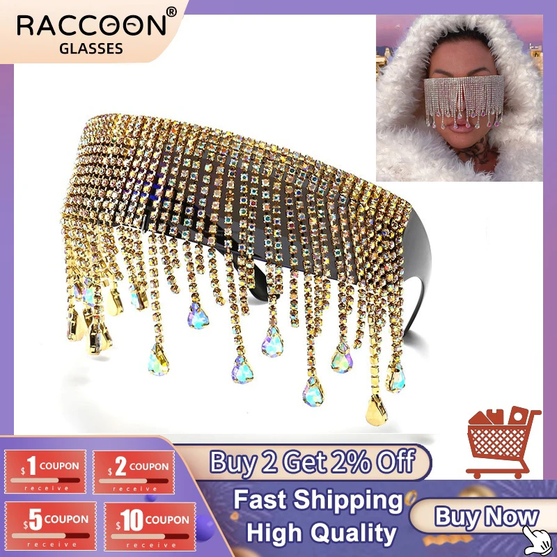 

Fashion Chain Decoration Sunglasses Women Gorgeous Tassel Diamond Sun Glasses Men Party Show Jewelry Crystal Accessories Eyewear