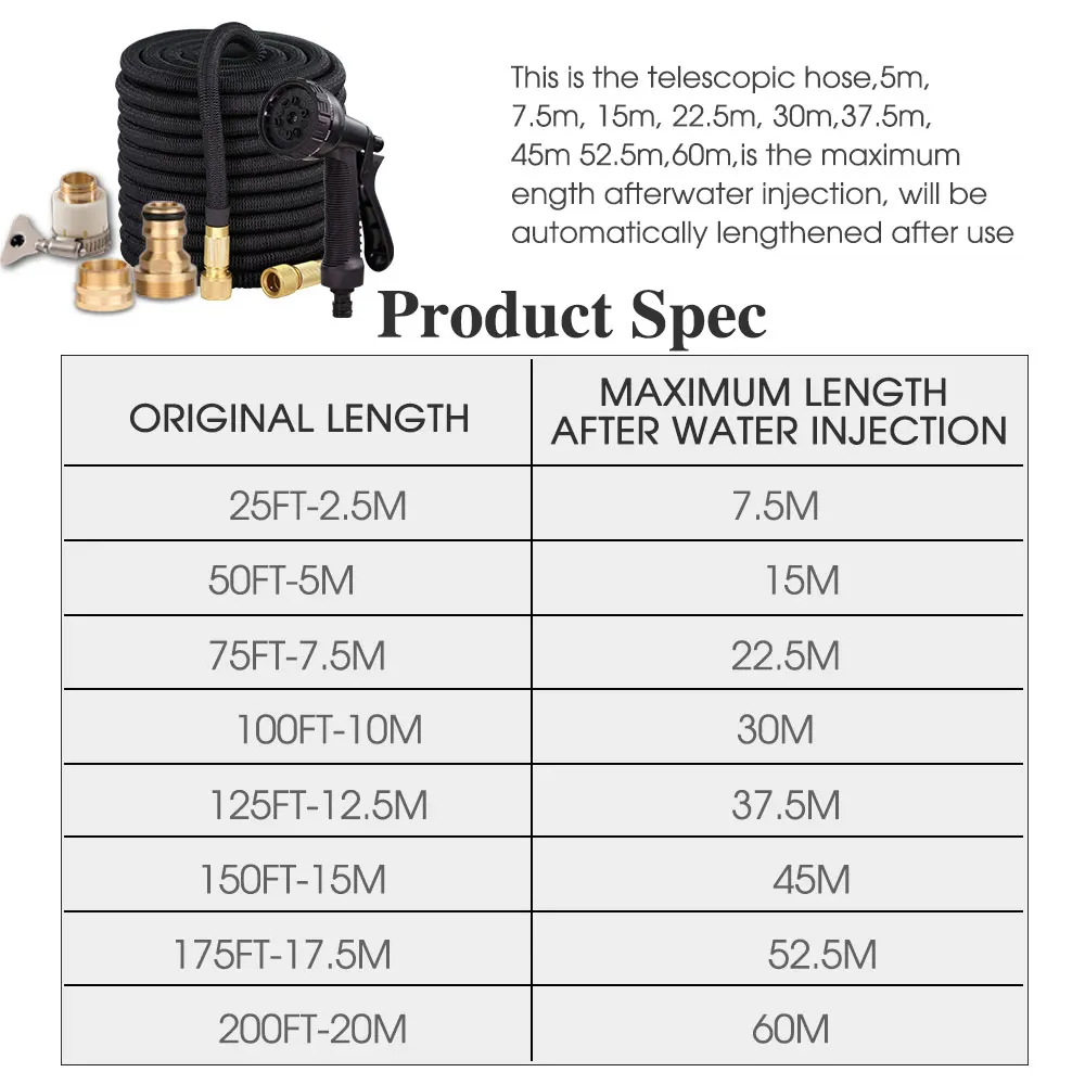 Расширяемый Двойной Металлический Соединитель Садовый Шланг Катушка Высокого