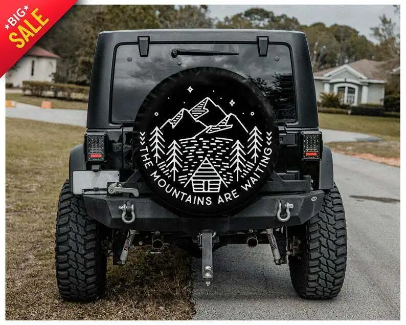 

Outdoor Camping Spare Tire Cover 32" The Mountain Are Waiting Camper Accessories
